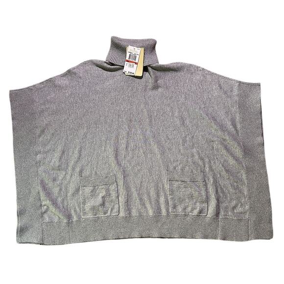 NWT Michael Kors Poncho Turtleneck Heather Gray Sweater XS - Picture 2 of 8